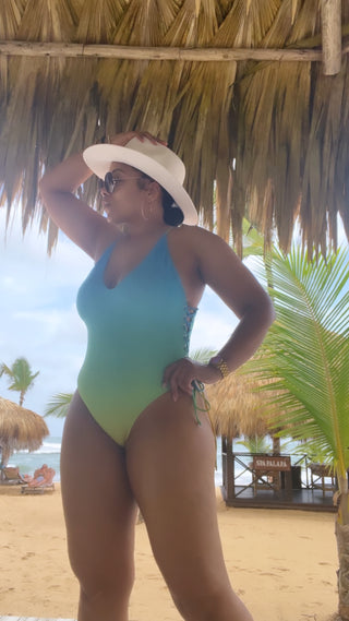 Ocean View Lace-up Side One Piece Swimsuit