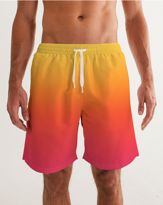 Fire Couple Swimwear One Shoulder Swimsuit & Trunk Set